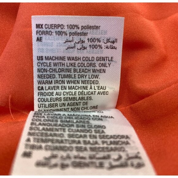 Maison Jules Dress Large Coral Polka Dot Shift V-Neck Ruffle Short Sleeve New - Picture 10 of 11